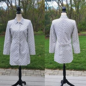 Fashionista Geometric Pattern Mid-Length Top Coat Trench Coat